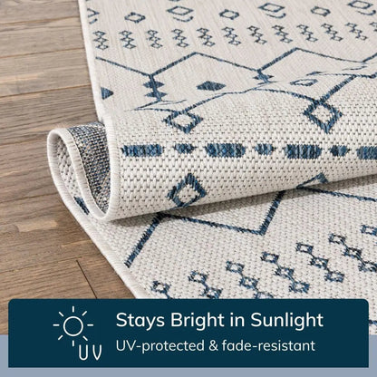 Nord Moroccan Tribal Indoor Outdoor Light Blue Flatweave Rug Well Woven