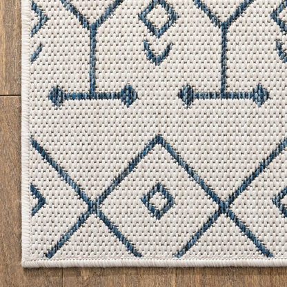 Nord Moroccan Tribal Indoor Outdoor Light Blue Flatweave Rug Well Woven