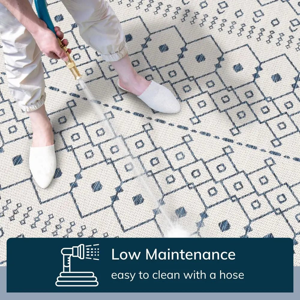 Nord Moroccan Tribal Indoor Outdoor Light Blue Flatweave Rug Well Woven