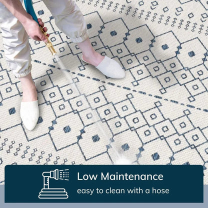 Nord Moroccan Tribal Indoor Outdoor Light Blue Flatweave Rug Well Woven