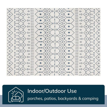Nord Moroccan Tribal Indoor Outdoor Light Blue Flatweave Rug Well Woven