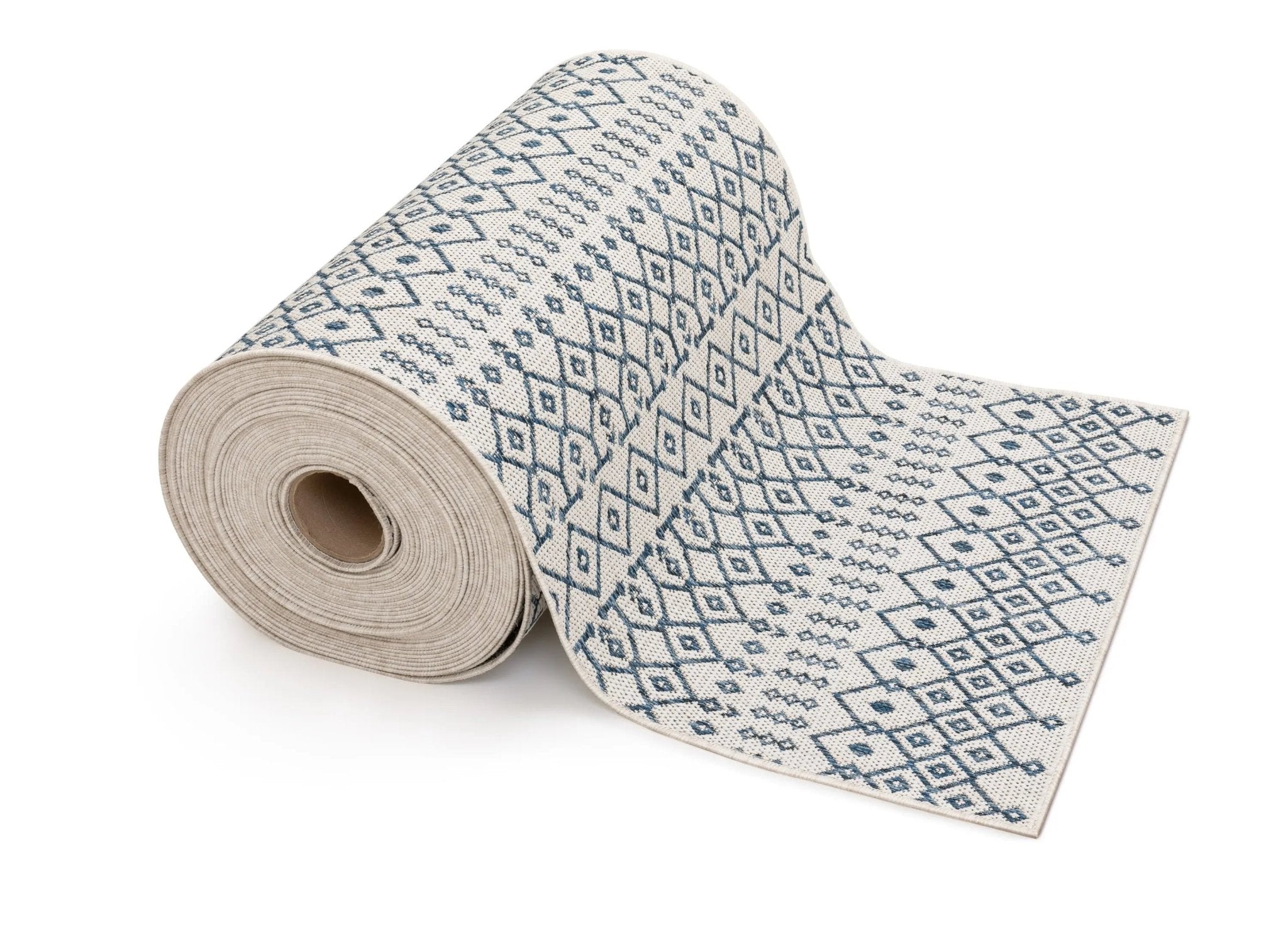 Custom Size Runner Nord Nordic Lattice Pattern Light Blue 31 Inches Width x Choose Your Length Hallway Indoor/Outdoor Runner Rug Well Woven