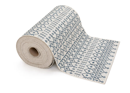 Custom Size Runner Nord Nordic Lattice Pattern Light Blue 31 Inches Width x Choose Your Length Hallway Indoor/Outdoor Runner Rug Well Woven