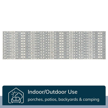 Nord Moroccan Tribal Indoor Outdoor Light Blue Flatweave Rug Well Woven