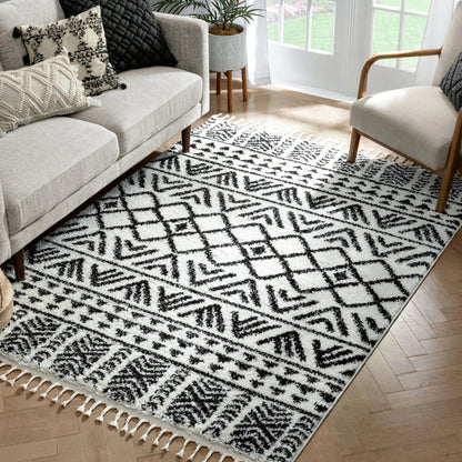 Tayanna Tribal Moroccan Ivory Shag Rug Well Woven