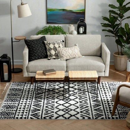 Tayanna Tribal Moroccan Ivory Shag Rug Well Woven