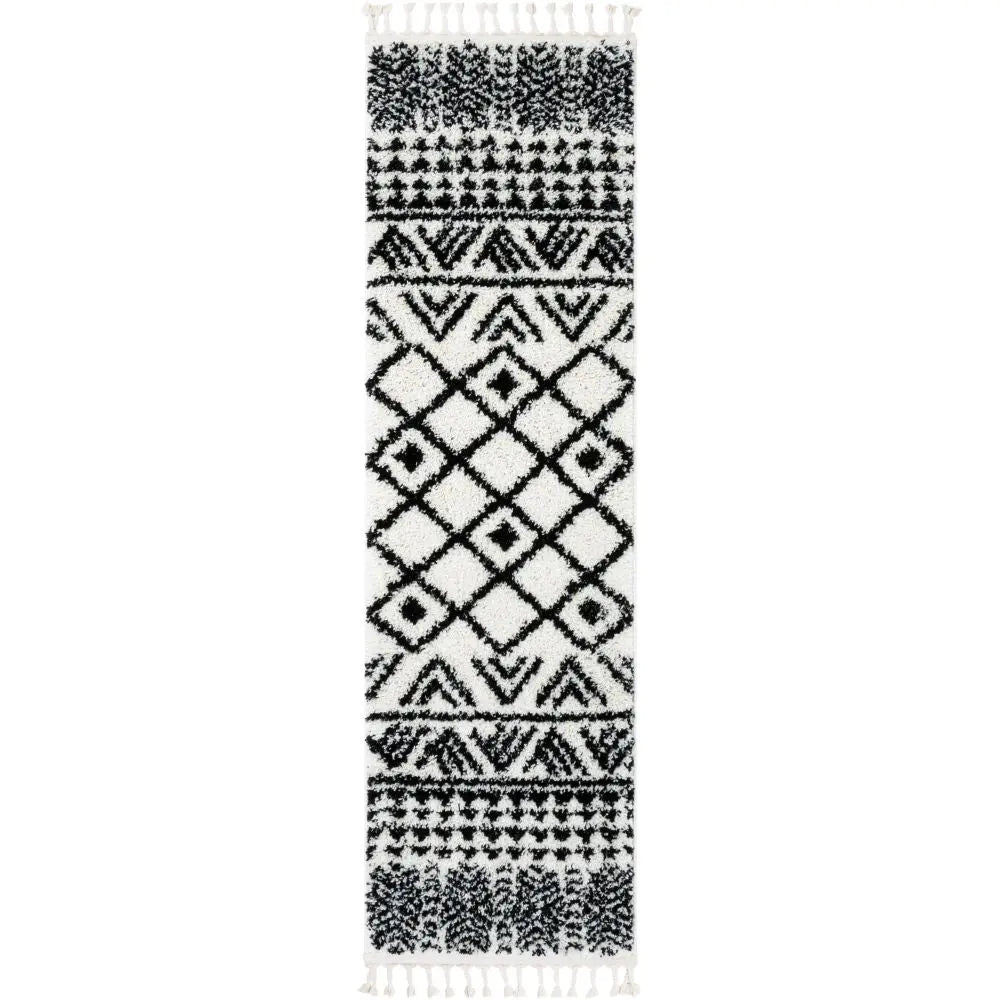 Tayanna Tribal Moroccan Ivory Shag Rug Well Woven