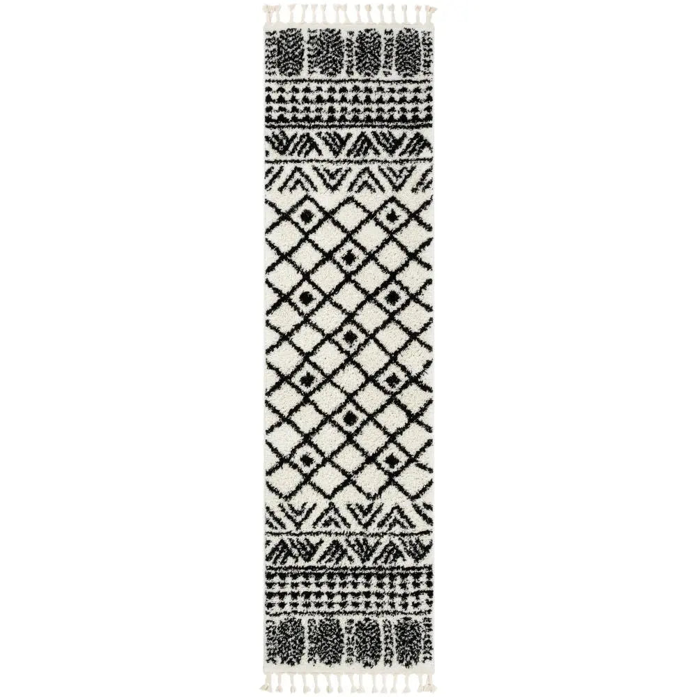 Tayanna Tribal Moroccan Ivory Shag Rug Well Woven