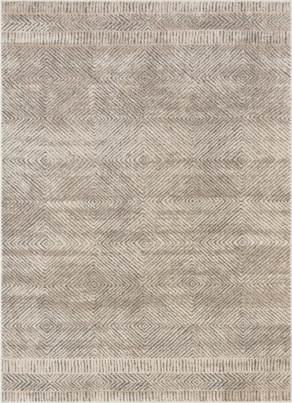 Hugo Tribal Geometric Beige Distressed High-Low Rug Well Woven