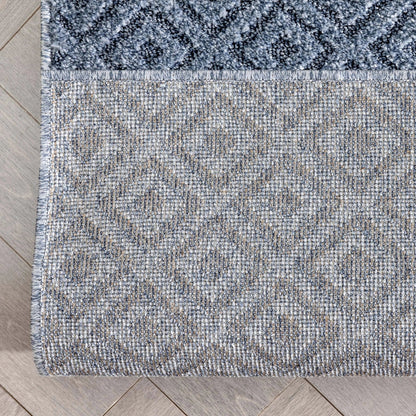 Custom Size Runner Pia Tribal Geometric Diamond Pattern Light Blue Choose Your Width x Choose Your Length Hallway Runner Rug Well Woven