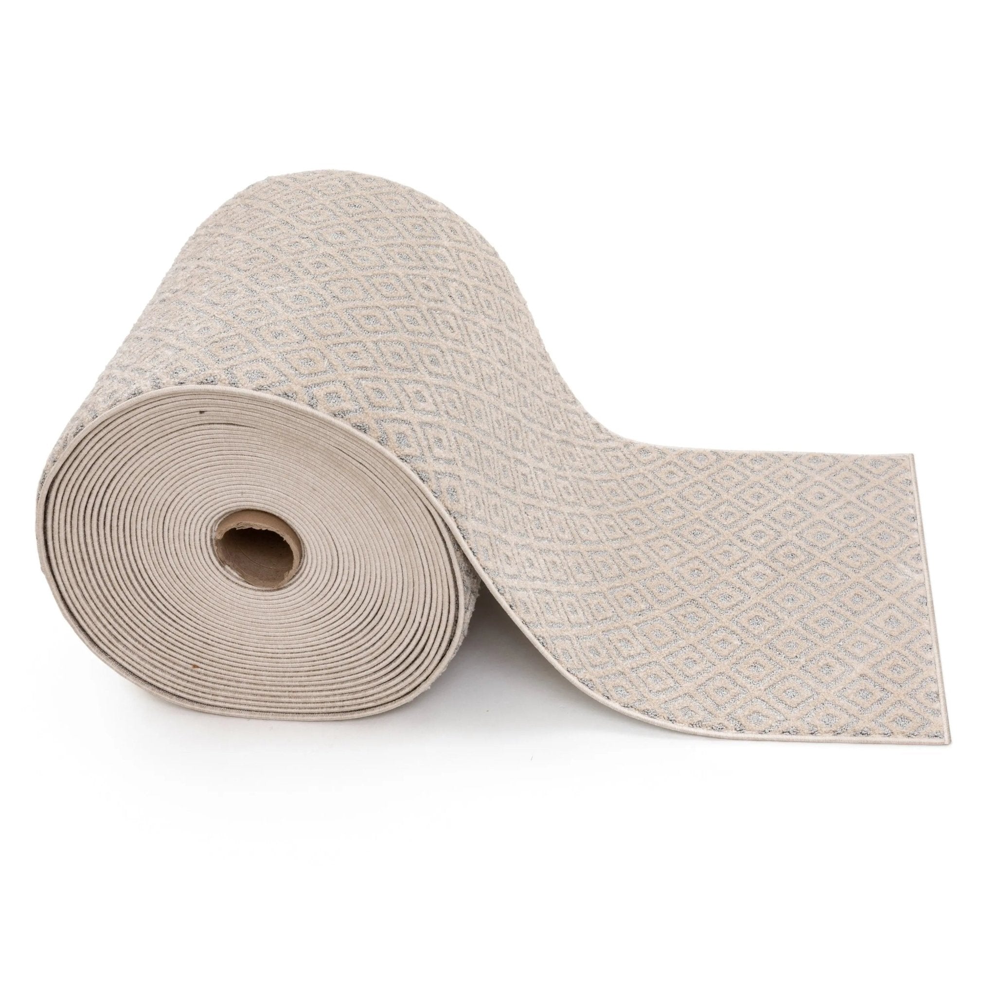 Custom Size Runner Pia Tribal Geometric Diamond Pattern Light Grey/Beige Choose Your Width x Choose Your Length Hallway Runner Rug Well Woven