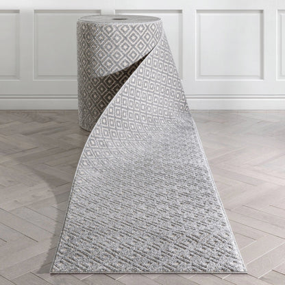 Custom Size Runner Pia Tribal Geometric Diamond Pattern Grey Choose Your Width x Choose Your Length Hallway Runner Rug Well Woven