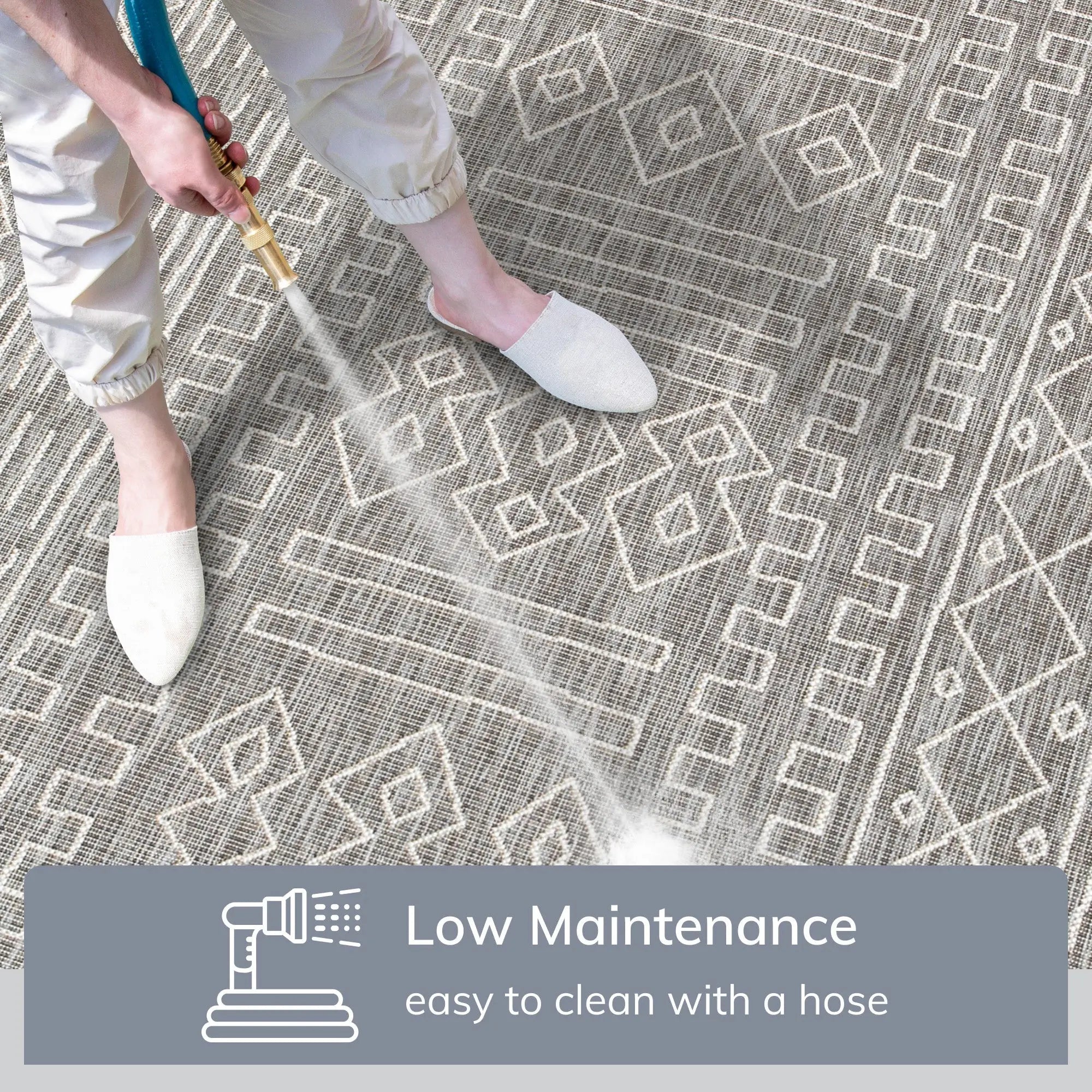 Anza Tribal Geometric Pattern Grey 5'3" x 7'3" Flat-Weave Indoor/Outdoor Rug Well Woven