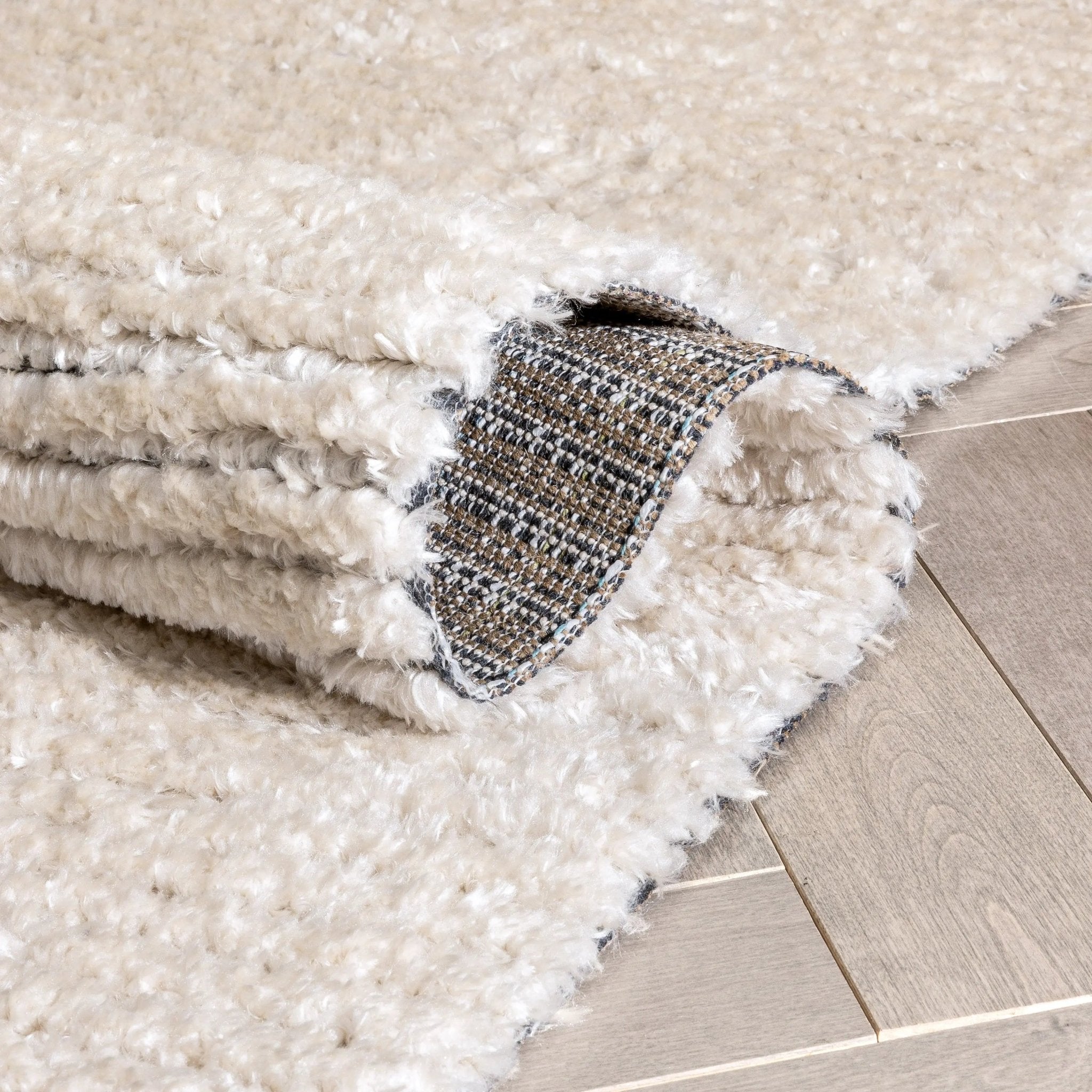 Adriel Tribal Solid Border Pattern Ivory High-Low Textured Pile Rug Well Woven