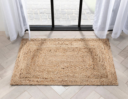 Jemma Natural-Fiber Braided Pattern Natural Hand-Woven Chunky-Textured Rug Well Woven