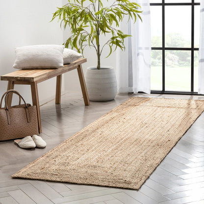 Jemma Natural-Fiber Braided Pattern Natural Hand-Woven Chunky-Textured Rug Well Woven