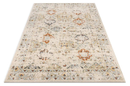 Kian Cream Vintage Panel Distressed Rug Well Woven