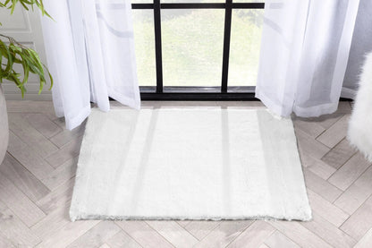 Crest Modern Glam Faux Fur Plush White Shag Rug Well Woven
