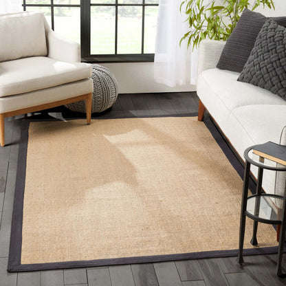 Sorel Farmhouse 5' x 7'  Non-Slip Natural-Fiber Natural Black Border Rug Well Woven