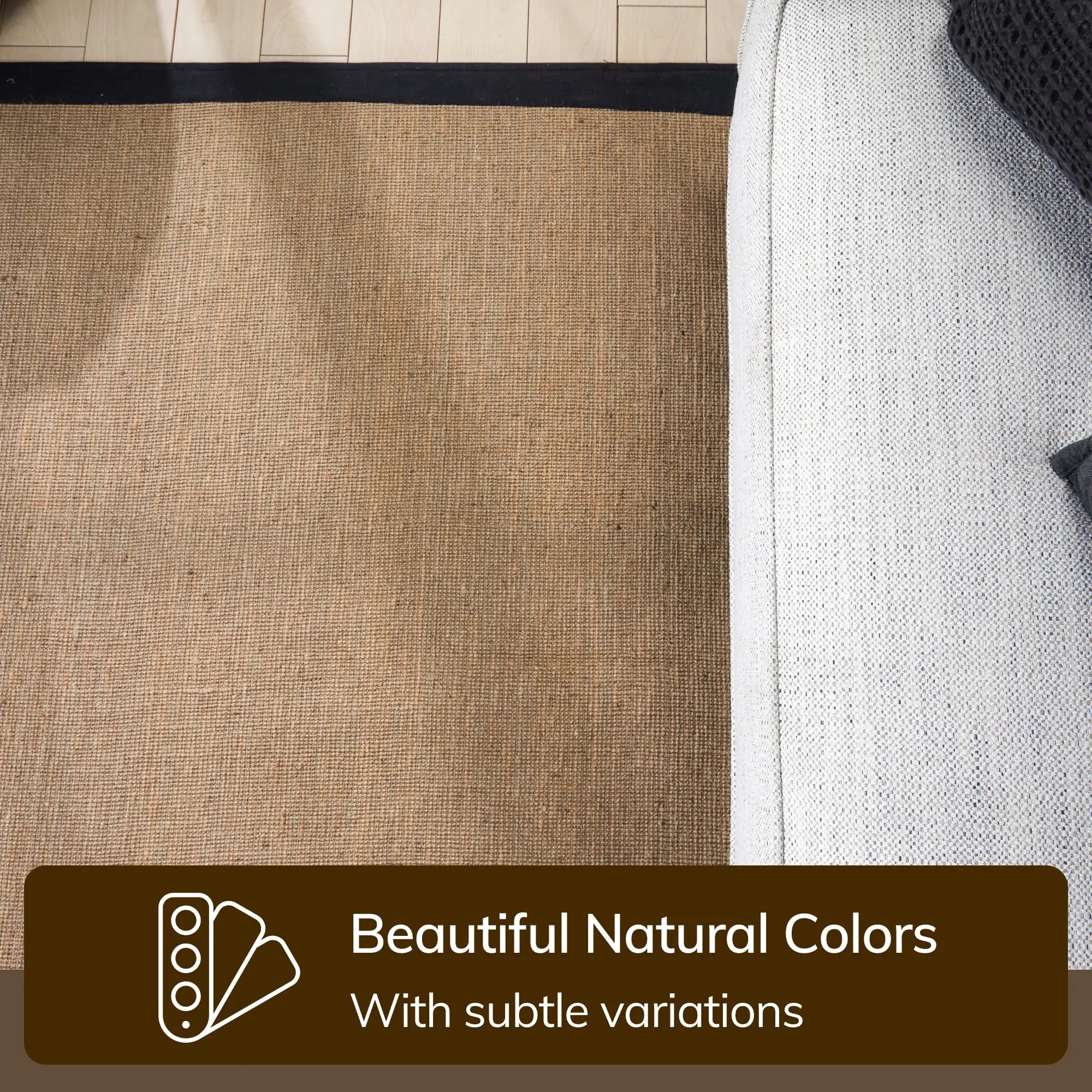 Sorel Farmhouse 5' x 7'  Non-Slip Natural-Fiber Natural Black Border Rug Well Woven