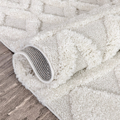 Austen Ivory Vintage Diamond Pattern Ivory Farmhouse Rug Well Woven