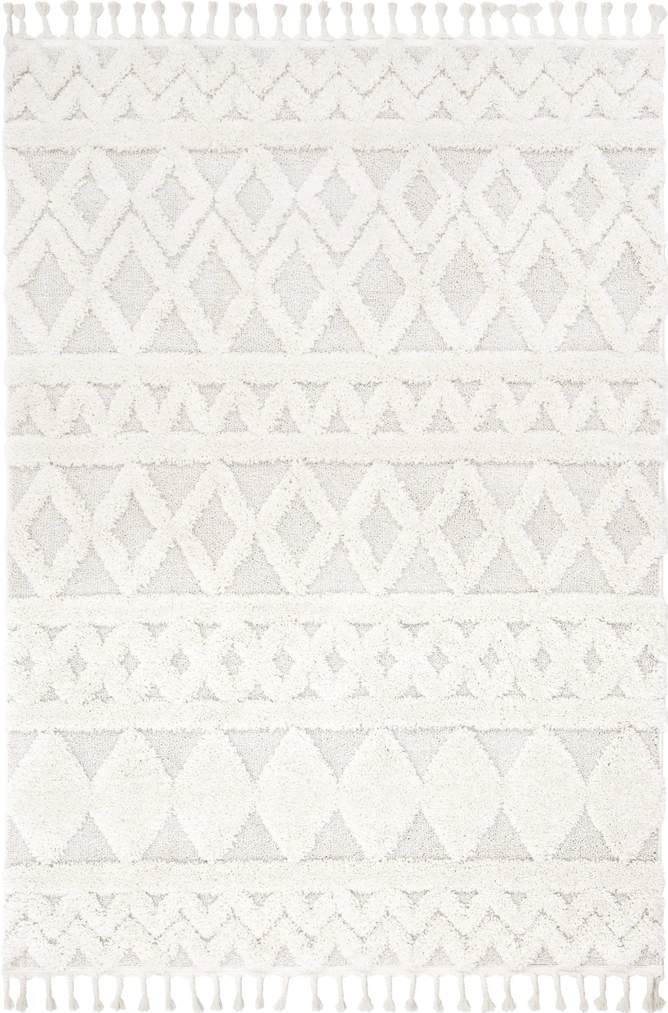 Austen Ivory Vintage Diamond Pattern Ivory Farmhouse Rug Well Woven