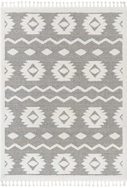 Addison Tribal Moroccan Diamond Pattern Beige High-Low Textured Rug Well Woven