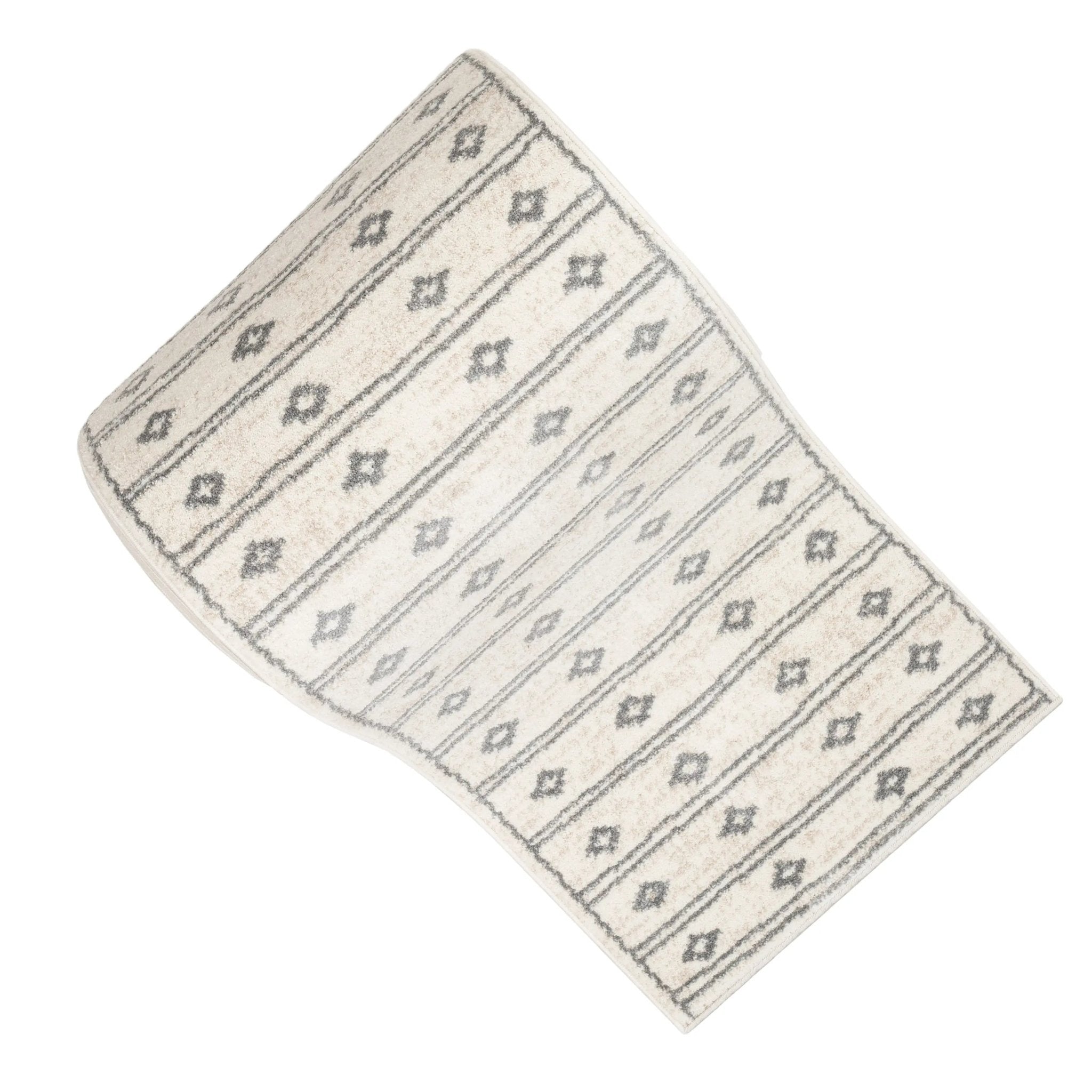 Custom Size Runner Parallel Tribal Diamond Pattern Ivory Grey 27 Inch Wide x Choose Your Length Hallway Runner Rug Well Woven