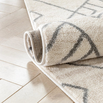 Diodelly Moroccan Lattice Trellis Ivory Grey Rug Well Woven