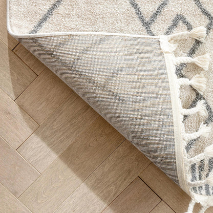 Diodelly Moroccan Lattice Trellis Ivory Grey Rug Well Woven