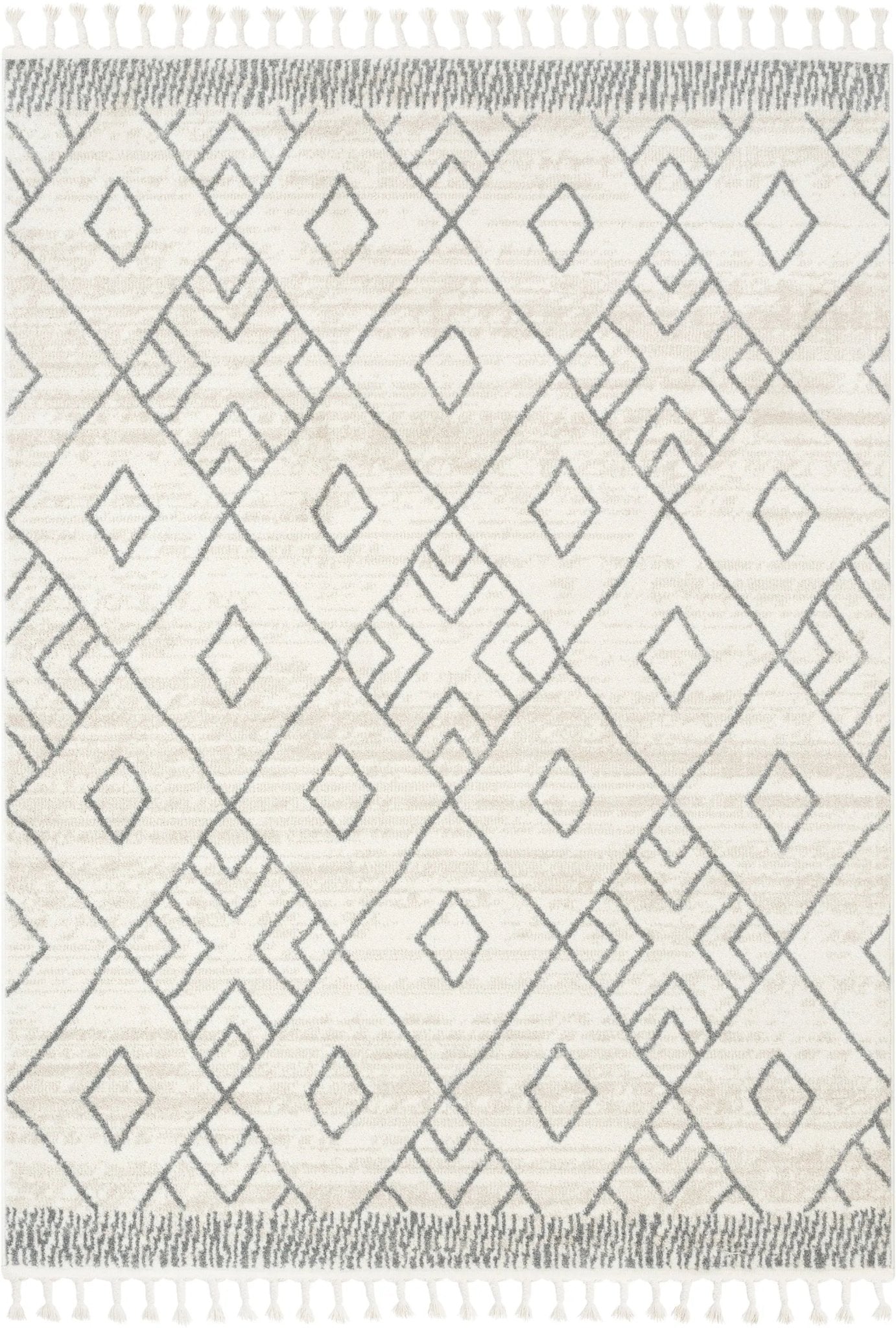 Diodelly Moroccan Lattice Trellis Ivory Grey Rug Well Woven