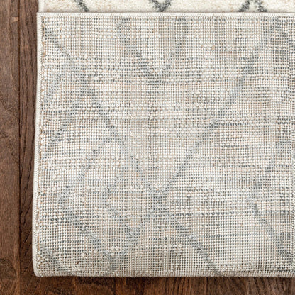 Custom Size Runner Diodelly Moroccan Lattice Trellis Ivory Grey 27 Inch Wide x Choose Your Length Hallway Runner Rug Well Woven