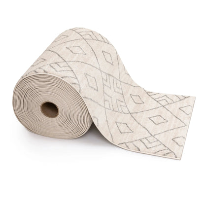 Custom Size Runner Diodelly Moroccan Lattice Trellis Ivory Grey 27 Inch Wide x Choose Your Length Hallway Runner Rug Well Woven