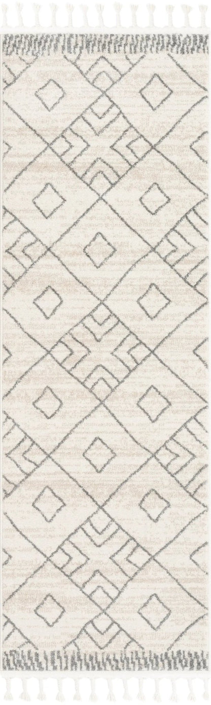 Diodelly Moroccan Lattice Trellis Ivory Grey Rug Well Woven