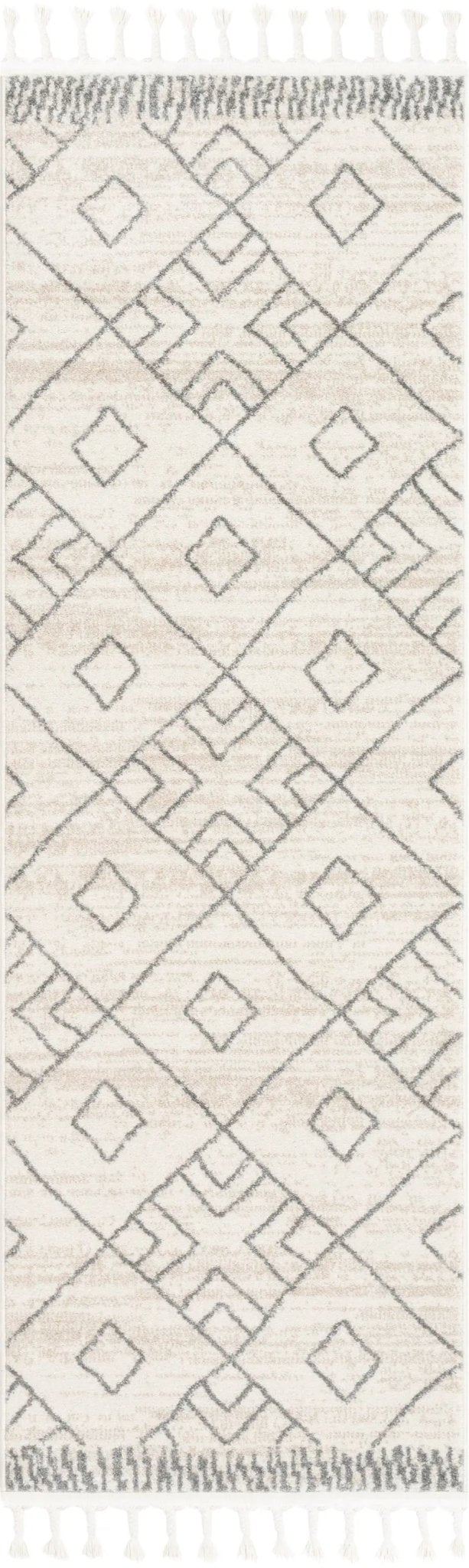 Diodelly Moroccan Lattice Trellis Ivory Grey Rug Well Woven