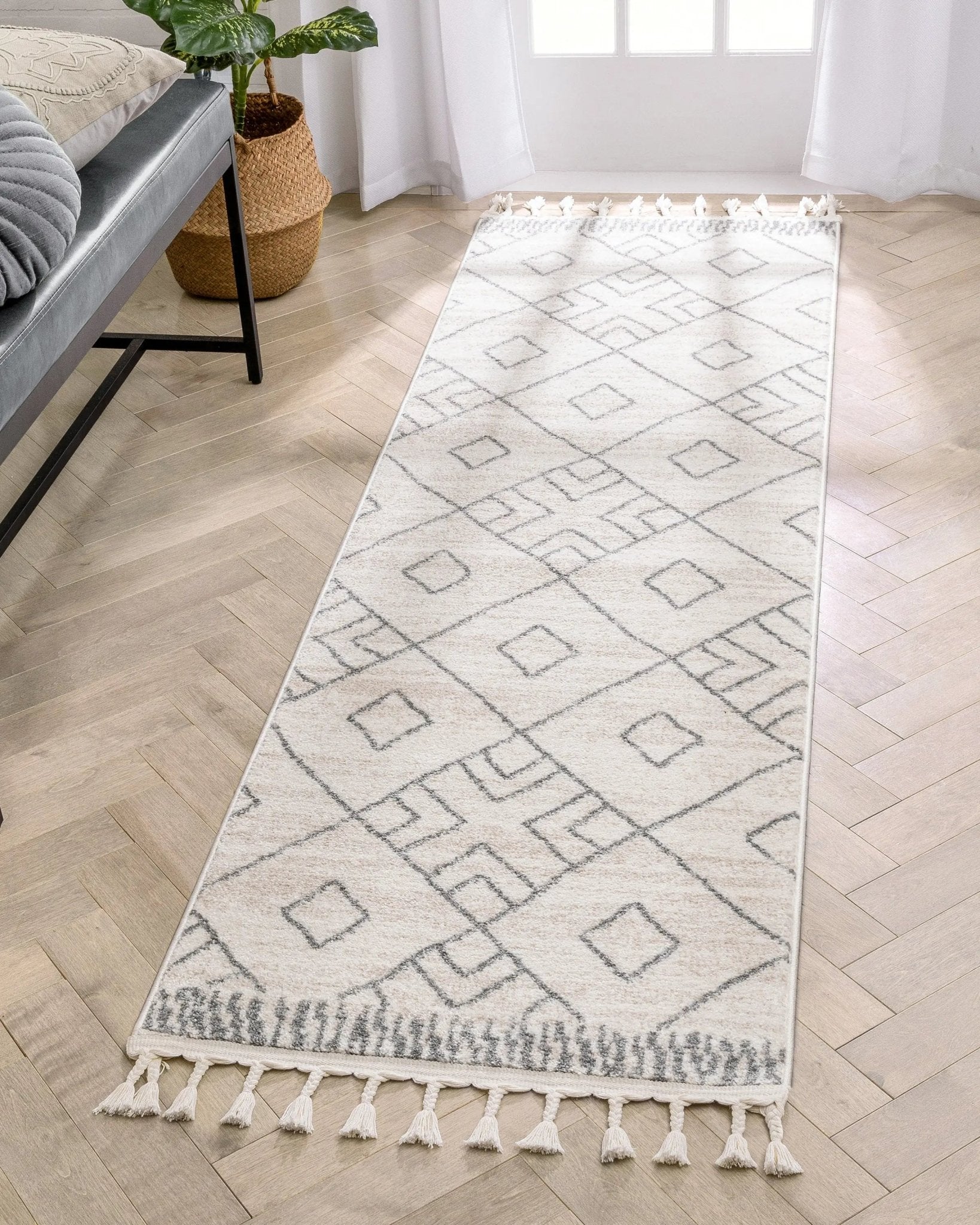Diodelly Moroccan Lattice Trellis Ivory Grey Rug Well Woven