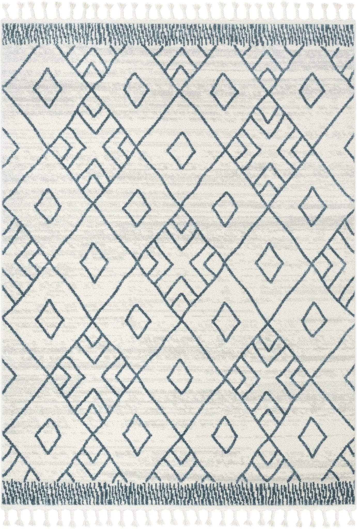 Diodelly Moroccan Lattice Trellis Blue Ivory Rug Well Woven