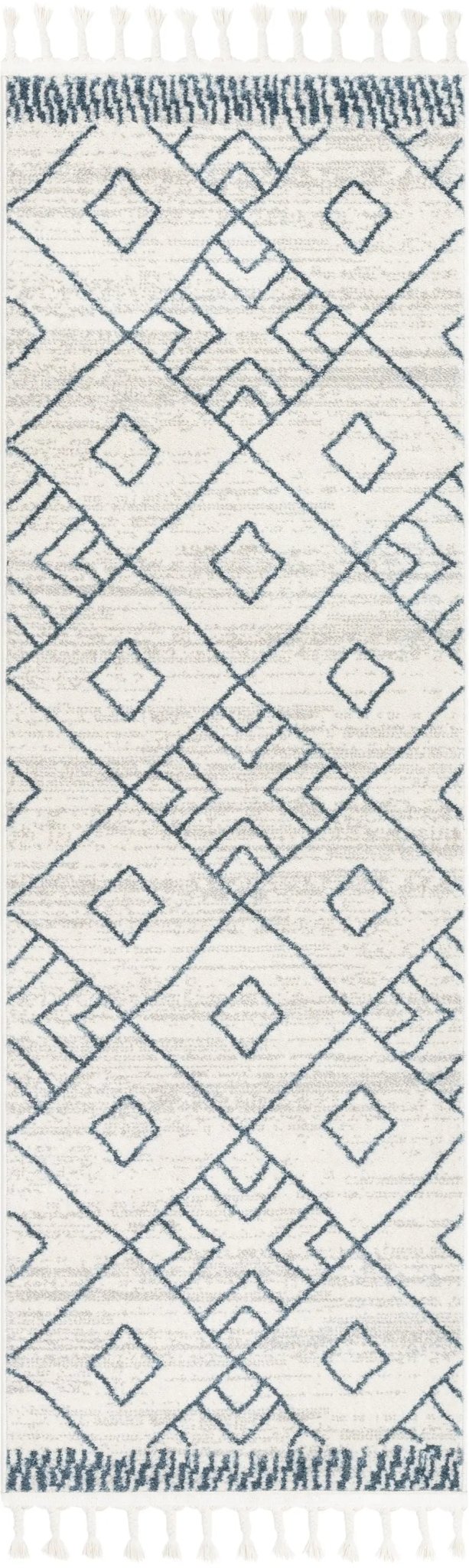 Diodelly Moroccan Lattice Trellis Blue Ivory Rug Well Woven