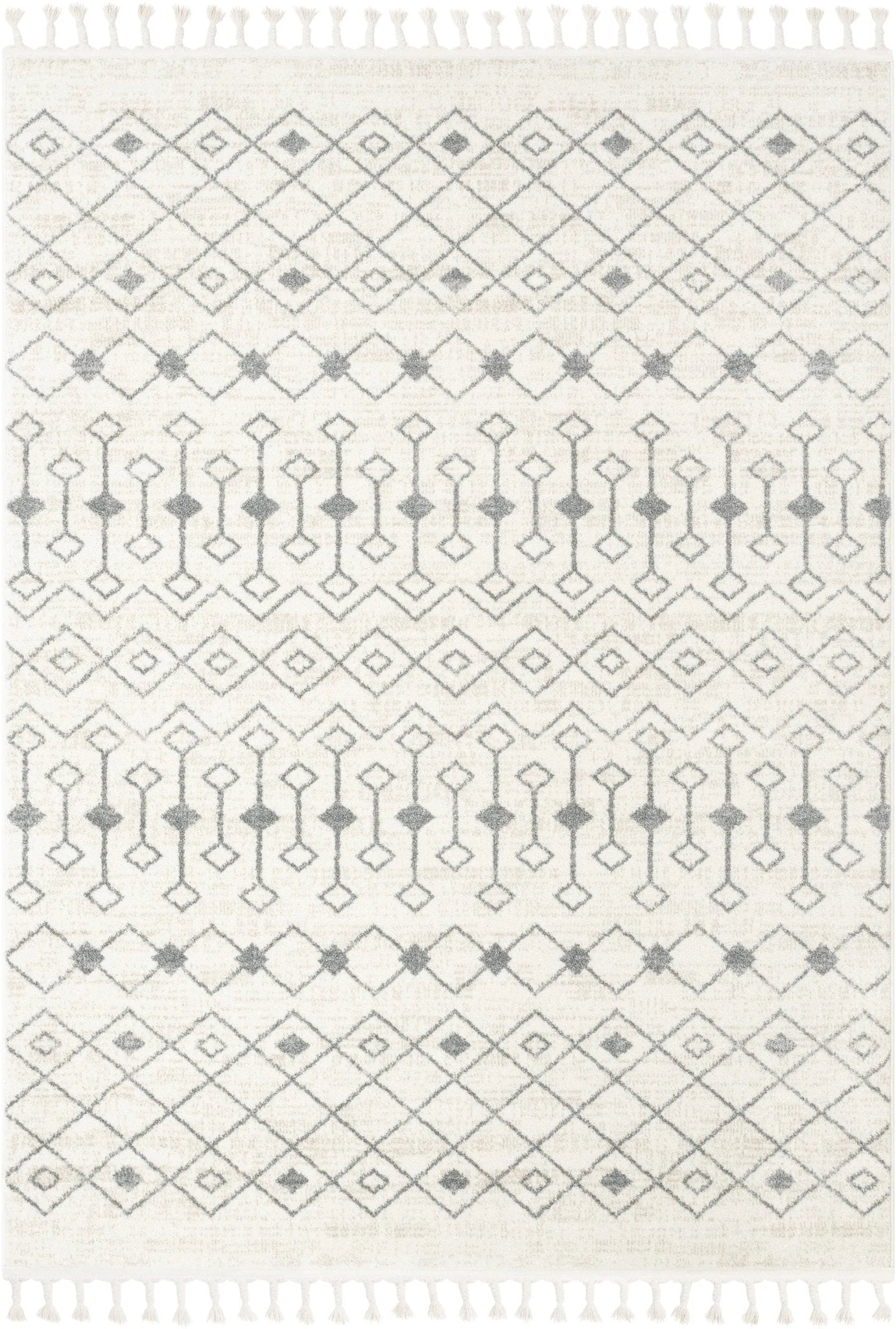 Transistora Nordic Tribal Trellis Pattern Ivory Grey Rug Well Woven