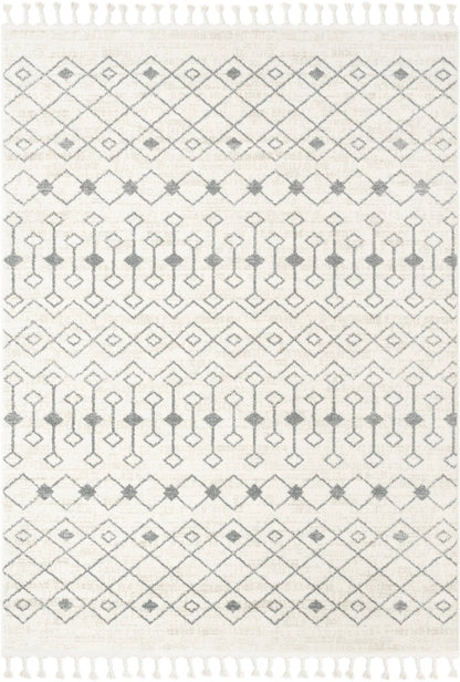 Transistora Nordic Tribal Trellis Pattern Ivory Grey Rug Well Woven