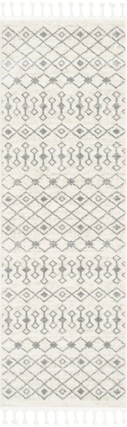 Transistora Nordic Tribal Trellis Pattern Ivory Grey Rug Well Woven
