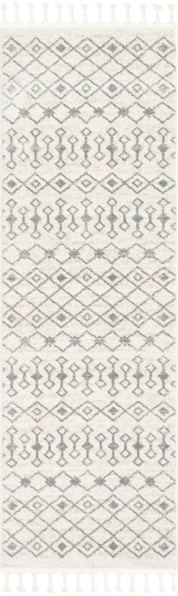 Transistora Nordic Tribal Trellis Pattern Ivory Grey Rug Well Woven