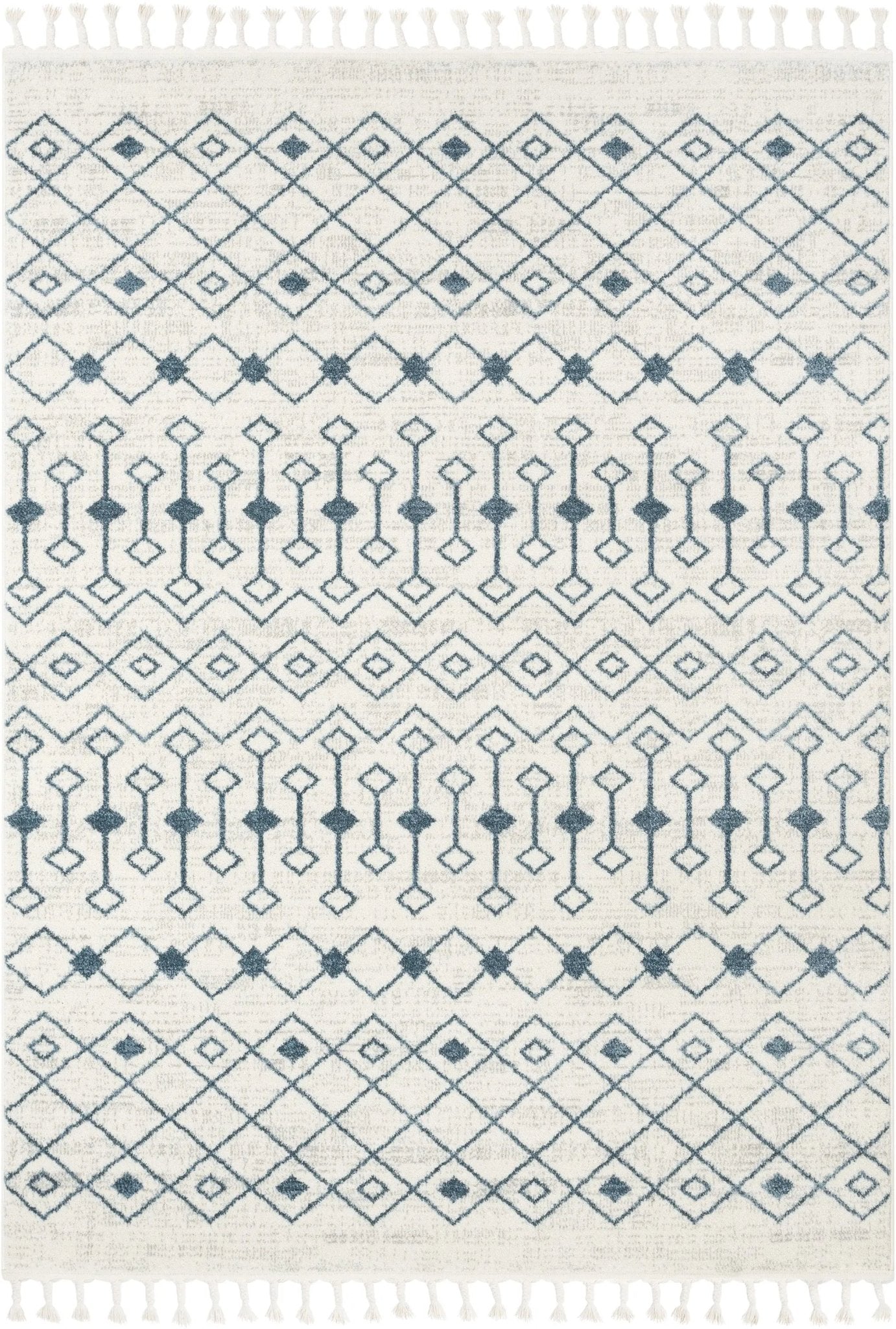 Transistora Nordic Tribal Trellis Pattern Light Blue Ivory Rug Well Woven