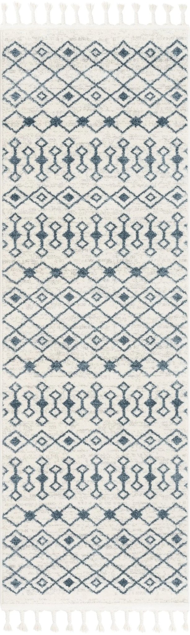 Transistora Nordic Tribal Trellis Pattern Light Blue Ivory Rug Well Woven