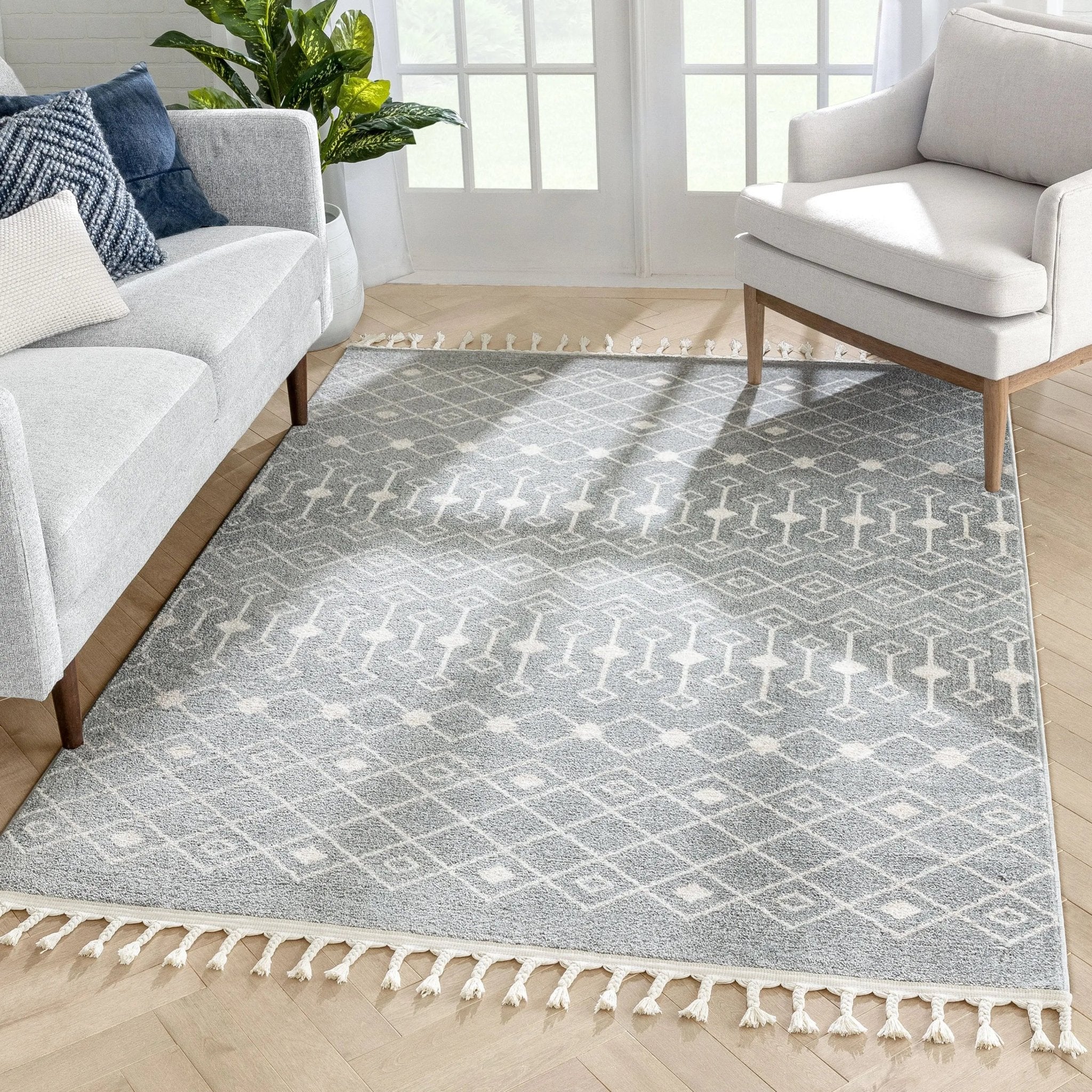 Transistora Nordic Tribal Trellis Pattern Grey Rug Well Woven