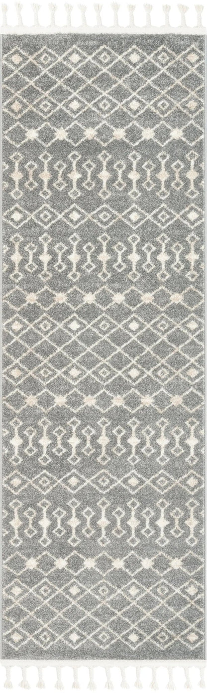 Transistora Nordic Tribal Trellis Pattern Grey Rug Well Woven