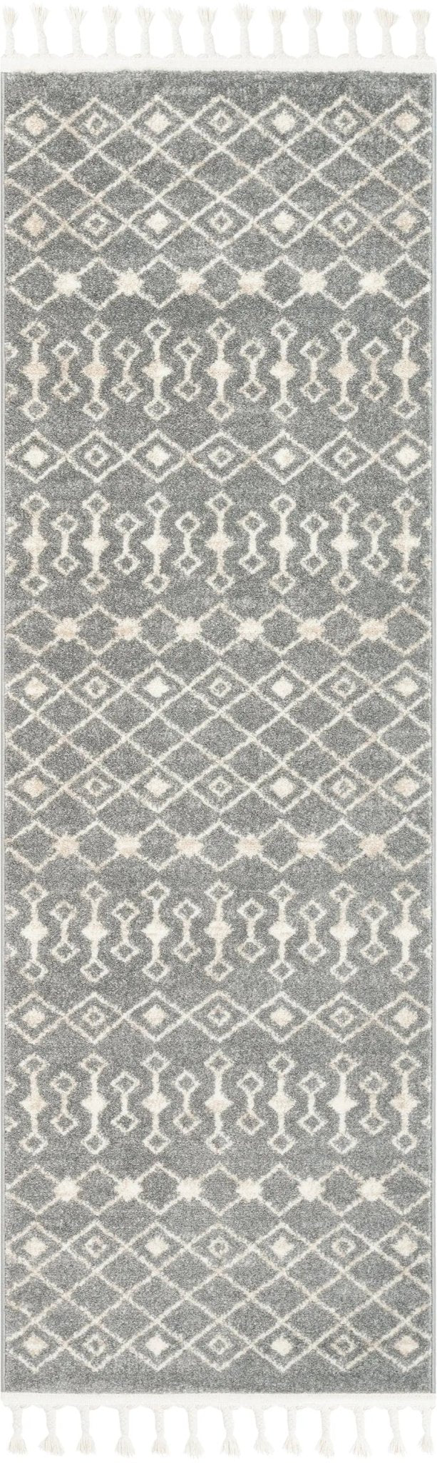 Transistora Nordic Tribal Trellis Pattern Grey Rug Well Woven
