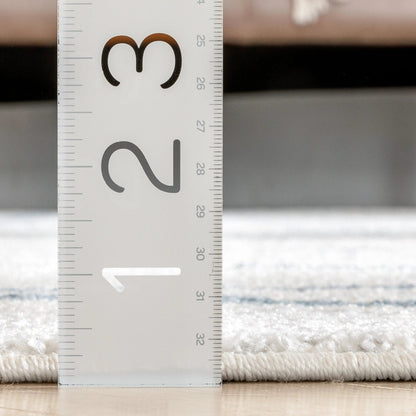 Custom Size Runner Crisscross Retro Geometric Pattern Blue Ivory 27 Inch Width x Choose Your Length Hallway Runner Rug Well Woven