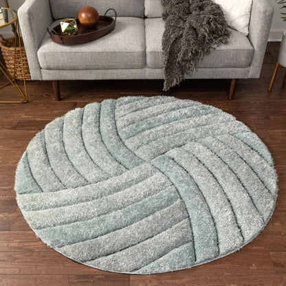 Ucci Blue Modern 3D Textured Shag Rug By Chill Rugs Well Woven