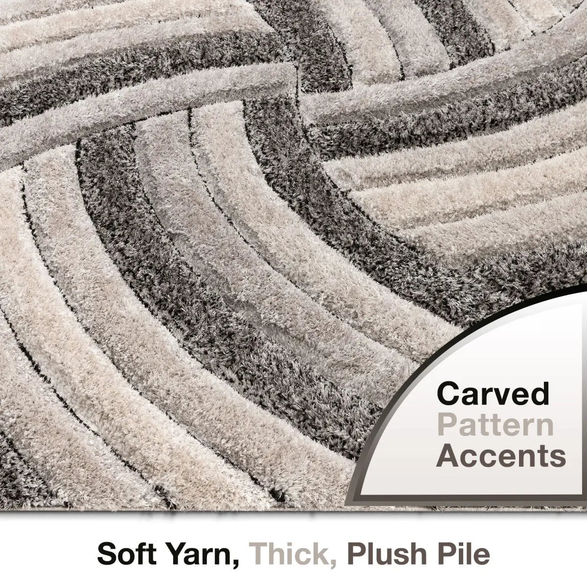 Ucci Grey Modern 3D Textured Shag Rug Well Woven